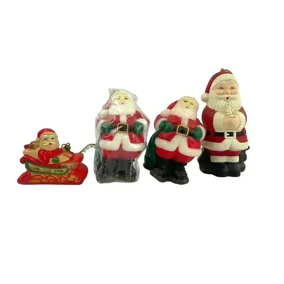 VTG Lot of 4 Santa Claus Candle Light Up Figures Ornaments 80's 90's Holiday - Picture 1 of 16